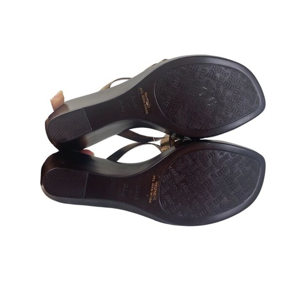 Italian Shoemakers 10.5 beaded/ slip on wedge metallic bronze sandals - Picture 7 of 10